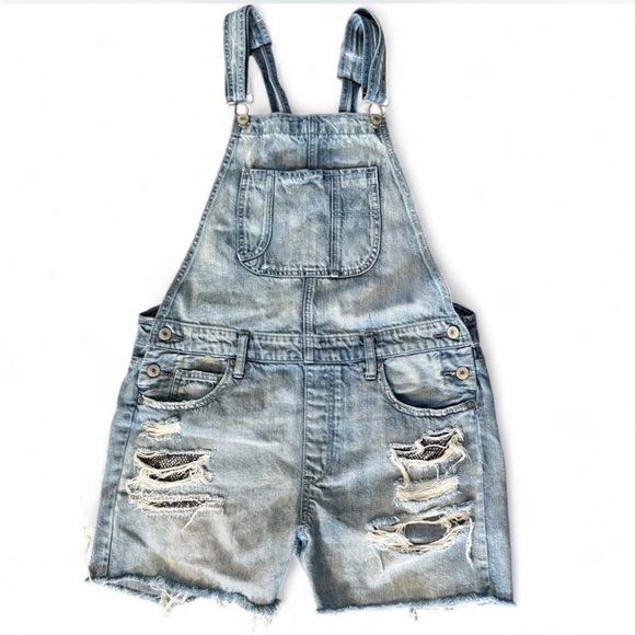 Denim - Women’s American Eagle Distressed Denim Overalls. Medium